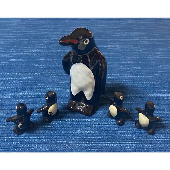 VTG Redware Pottery Penguin Family Standing Figure Japan Lot MCM 1950's 33B - Picture 1 of 10